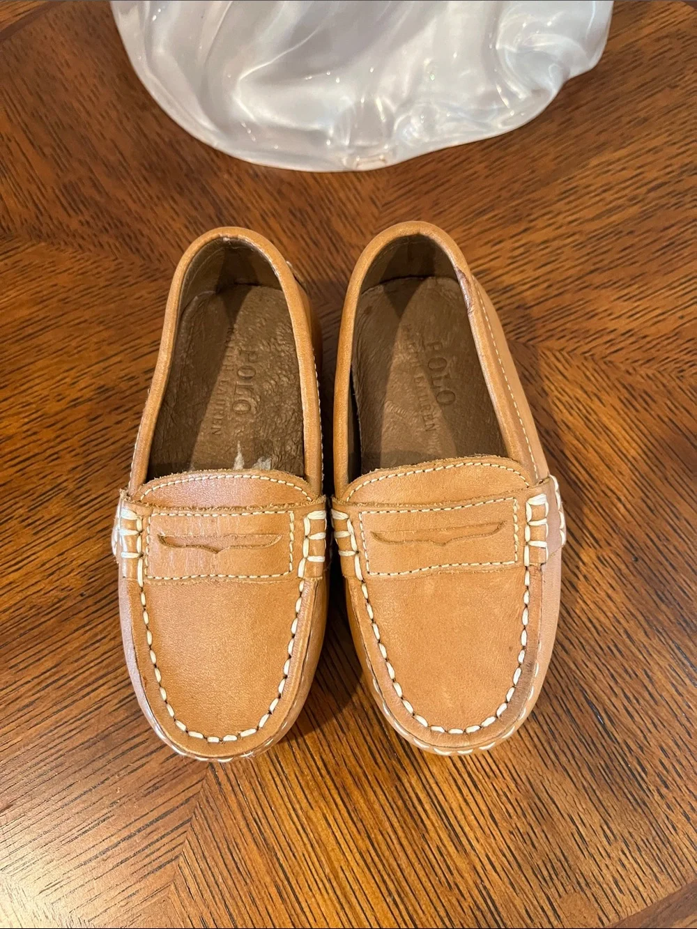 Polo Ralph Lauren Toddler Telly Tan Leather Penny Loafers size 4.5 Unisex